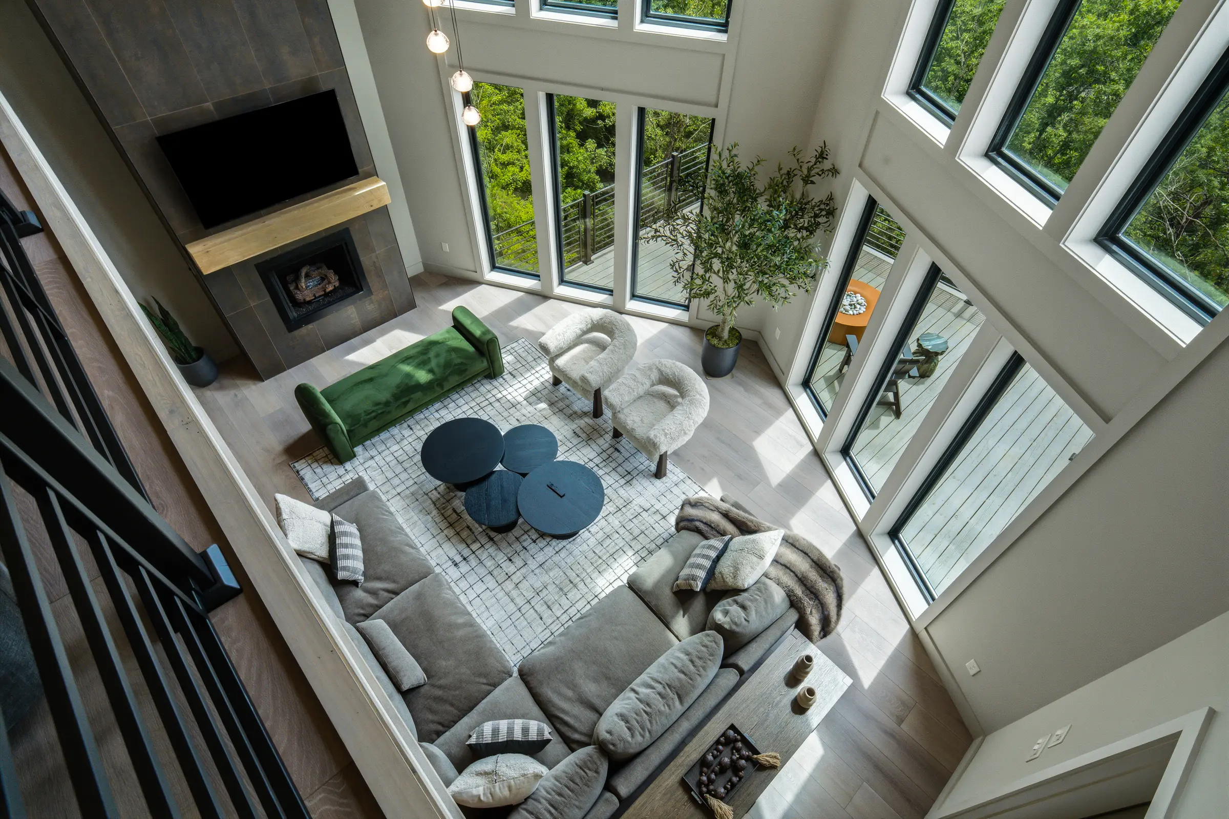 Great room seen from the upper level at Milk and Honey