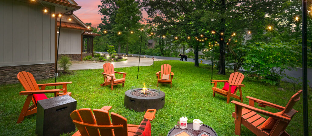 Smoky Mountain campfire scene with digital fire enhancement