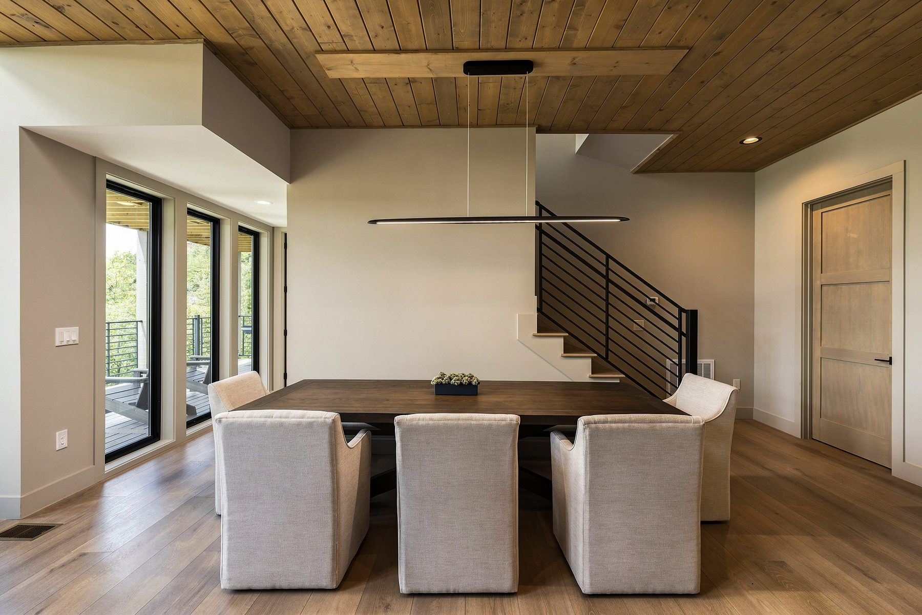 Smaller gathering area at the stair and deck doors