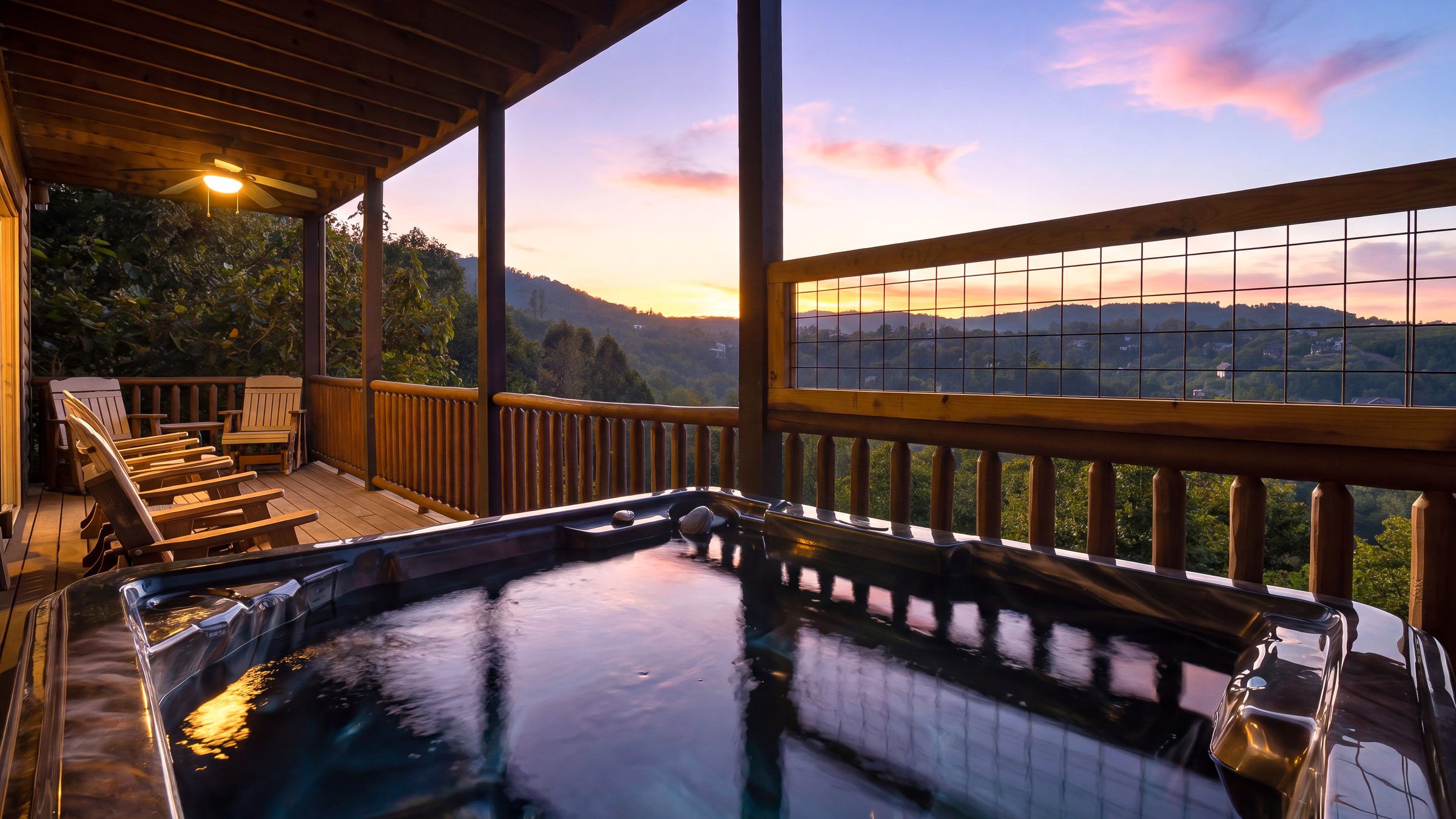 Hot tub at ridge dusk