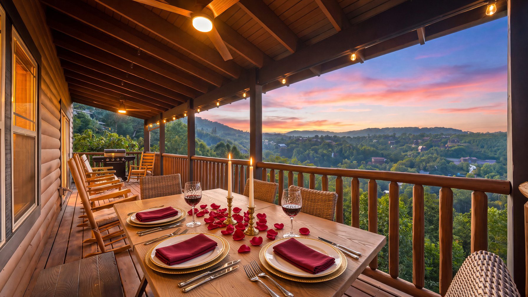 Deck dining at twilight