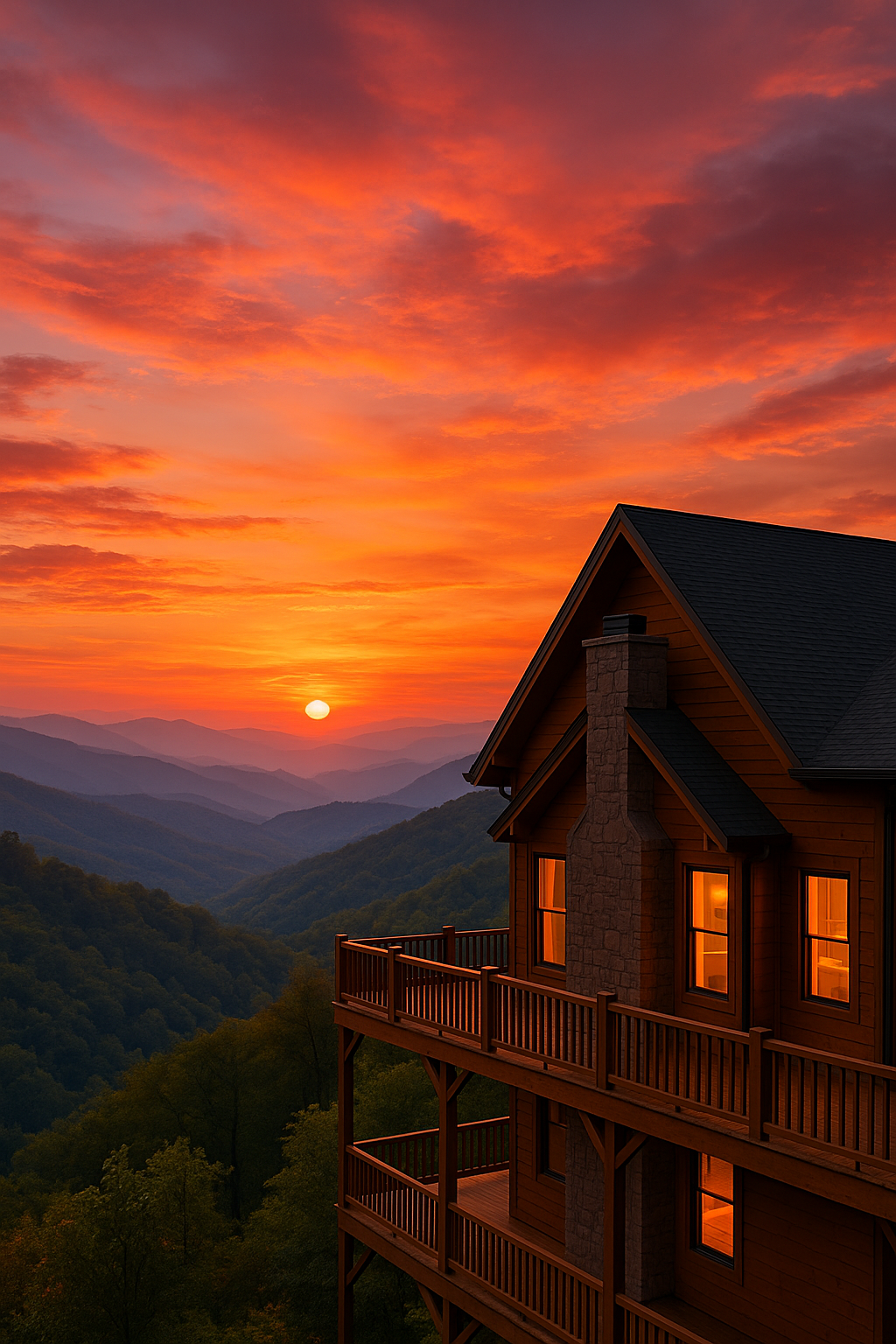 Smoky Mountain real estate cabin with sunset view – Sevierville TN