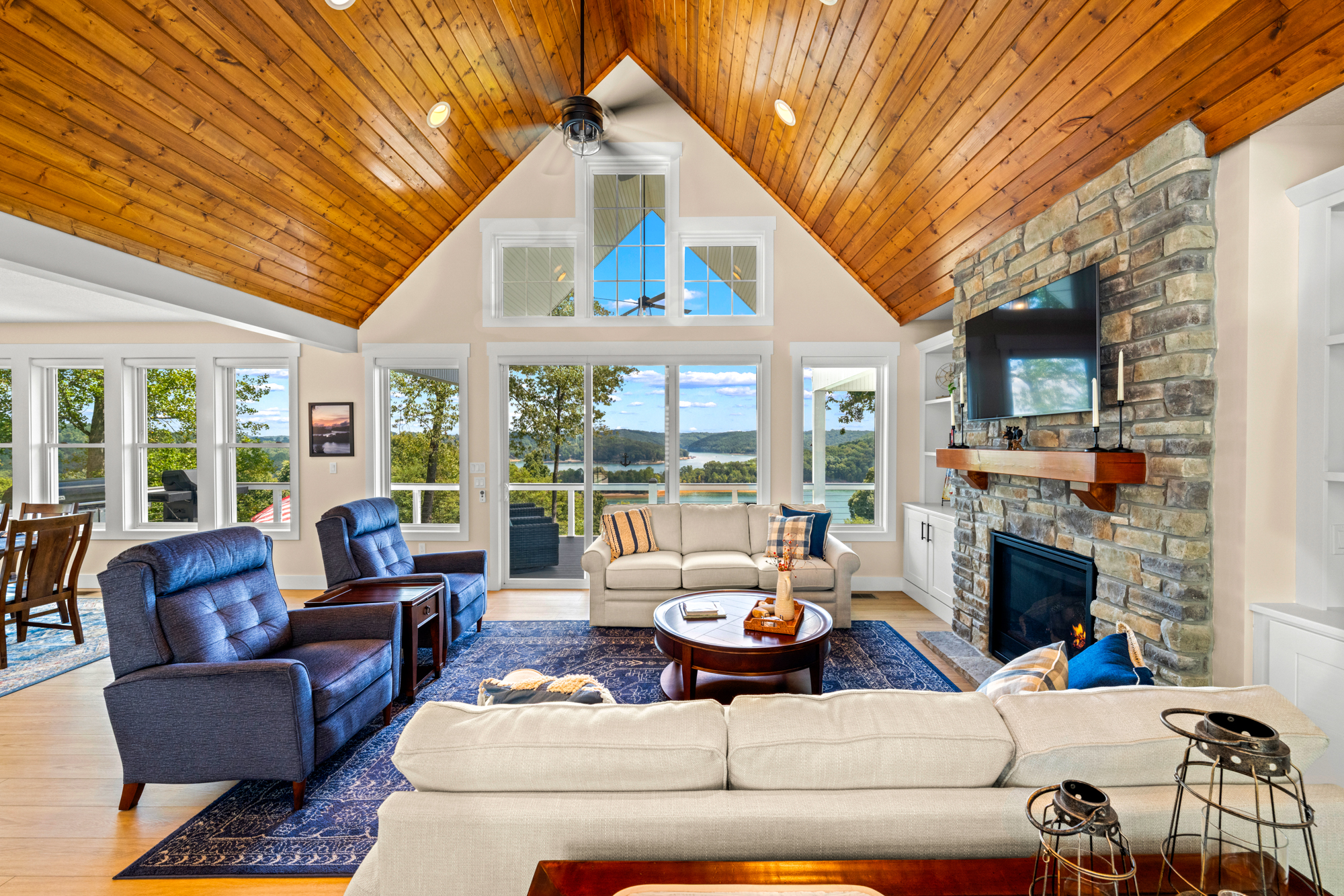 Living space area with lake and mountain views photographed in LaFollette TN for an MLS lsiting