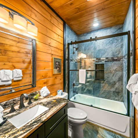 Bathroom shot of an STR property photographed in Pigeon Forge TN