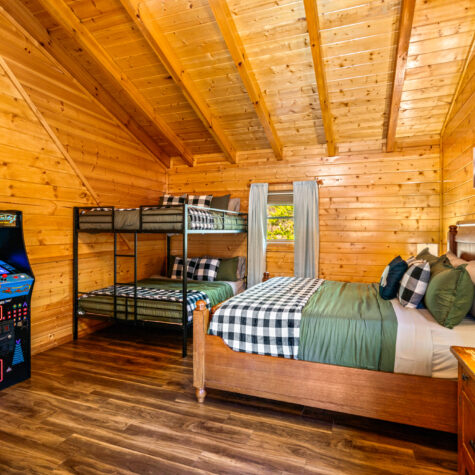 Bedroom shot of an STR Property photographed in Pigeon Forge TN