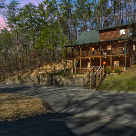 Twilight shot of STR Cabin photographed in Pigeon Forge TN