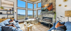 STR living room with views and TV screen digitally inserted