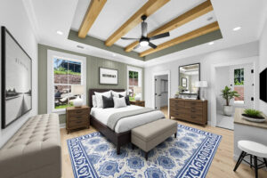 Virtually staged bedroom of a new construction real estate listing photographed in Knoxville TN