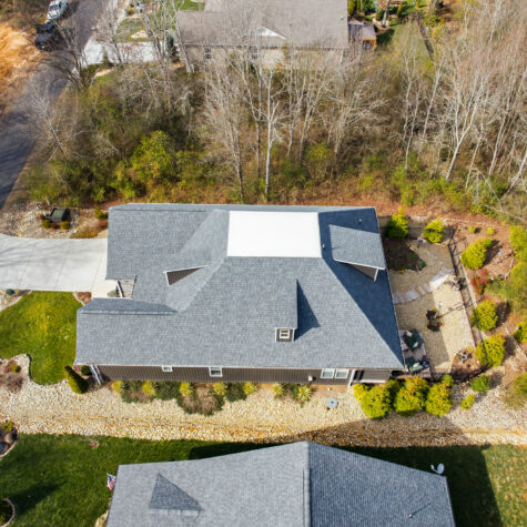 Aerial drone photo of real estate listing