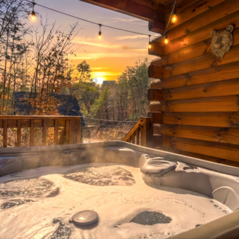 Hot Tub Deck with Sunset View &ndash; Sevierville Tennessee Cabin