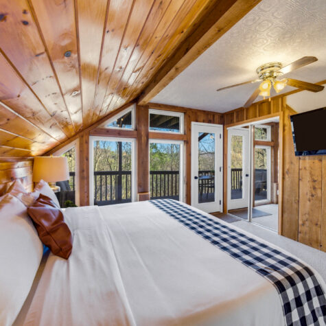 Bedroom with Deck Access &ndash; Sevierville Tennessee Cabin