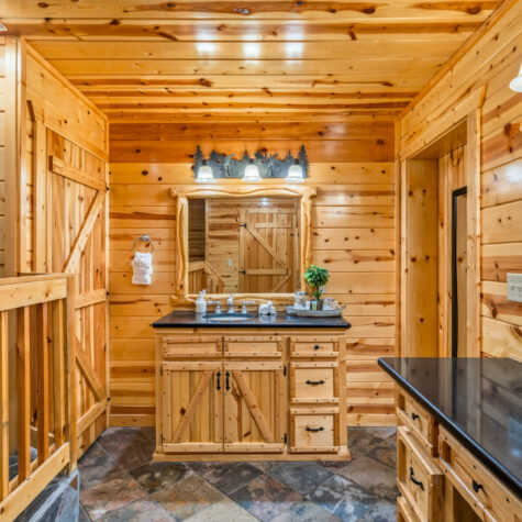 Cabin Bathroom Vanity with Wood Cabinets &ndash; Sevierville Tennessee