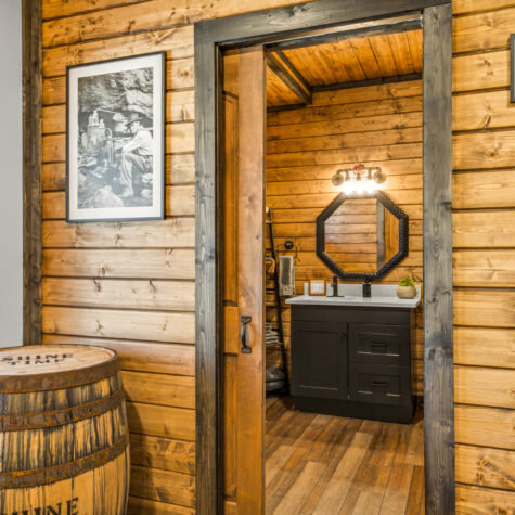 Cabin Bathroom Vanity with Rustic Wood Interior &ndash; Sevierville Tennessee