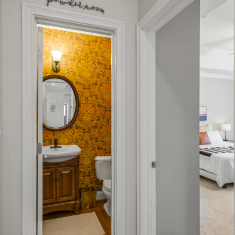 Decorative Powder Room with Patterned Wallpaper &ndash; Knoxville Tennessee